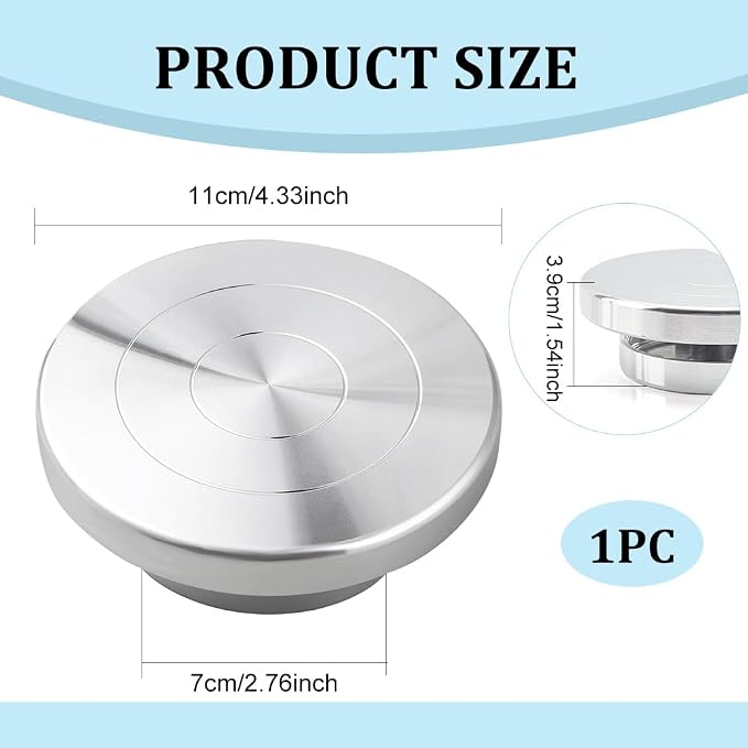 BENECREAT 4.33 Inch Mini Aluminium Alloy Rotated Turntable Sculpting Pottery Wheel, Rotary Wheel Polymer Clay Tools for Craft Display Stand, Pottery Turntable DIY Baking Cake