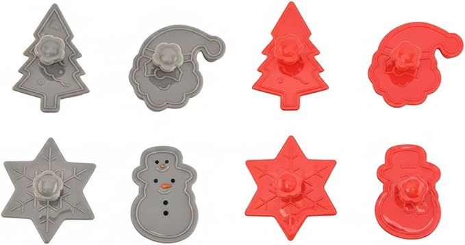 Essential Baking Tool: 3D Embossed Cookie Cutter Set, 4-Piece PP Plastic Cut and Stamp Tool Kit