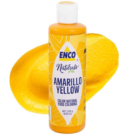 ENCO Natural Food Coloring Gel Yellow (8.8 oz) – No Artificial Dyes, Vibrant Colors for Icing, Buttercream & Fondant – Kosher & Vegan Colors – Baking & Cake Decorating
