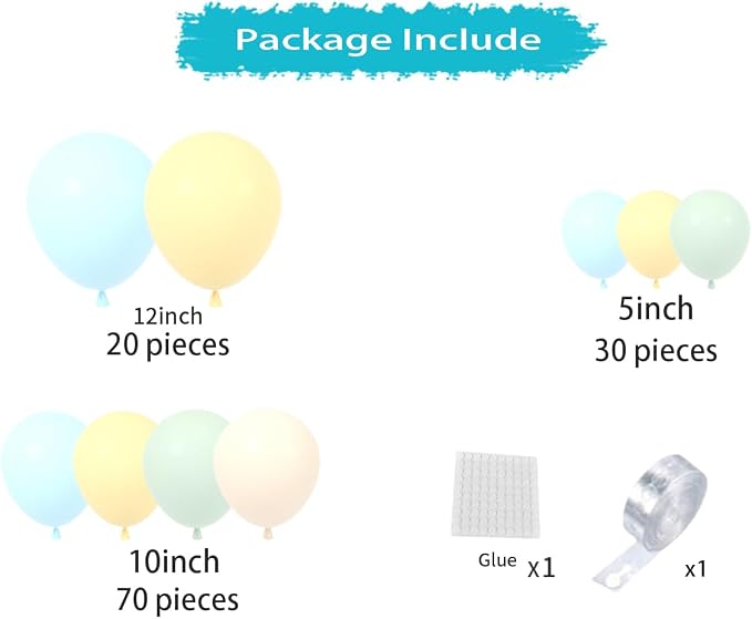 Pastel Blue and Yellow Balloon Arch Kit - Pastel Yellow Macaron Baby Blue Balloon Macaron Green Cream Peach Balloon Arch Kit for Birthday Wedding Baby Shower Bee Bear Theme Party Decorations