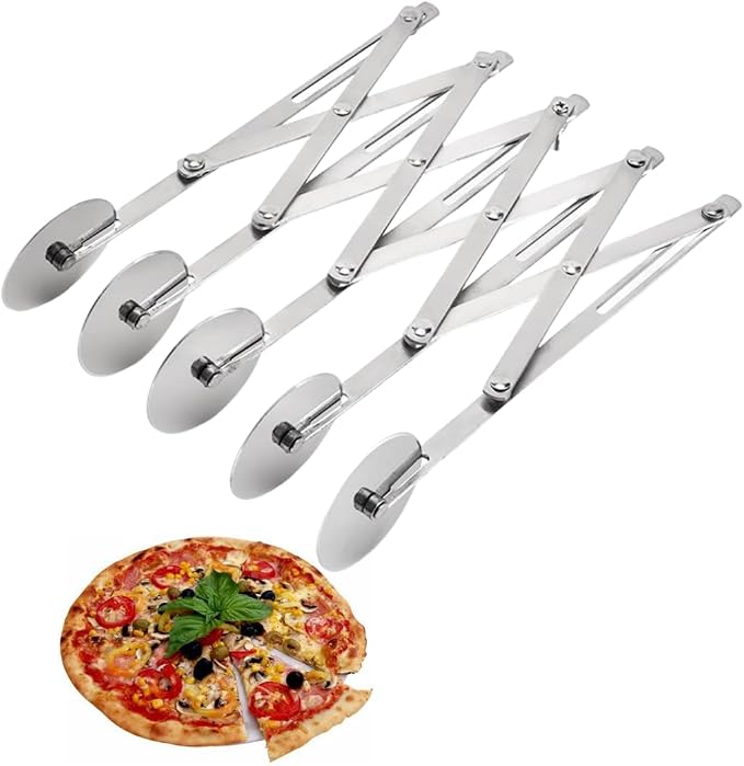 5 Wheel Pastry Cutter Stainless Steel Expandable Pizza Slicer Multi-Round Pastry Knife Baking Cutter Roller for Noodle Pizza Pie Crust Baking Cookie Divider
