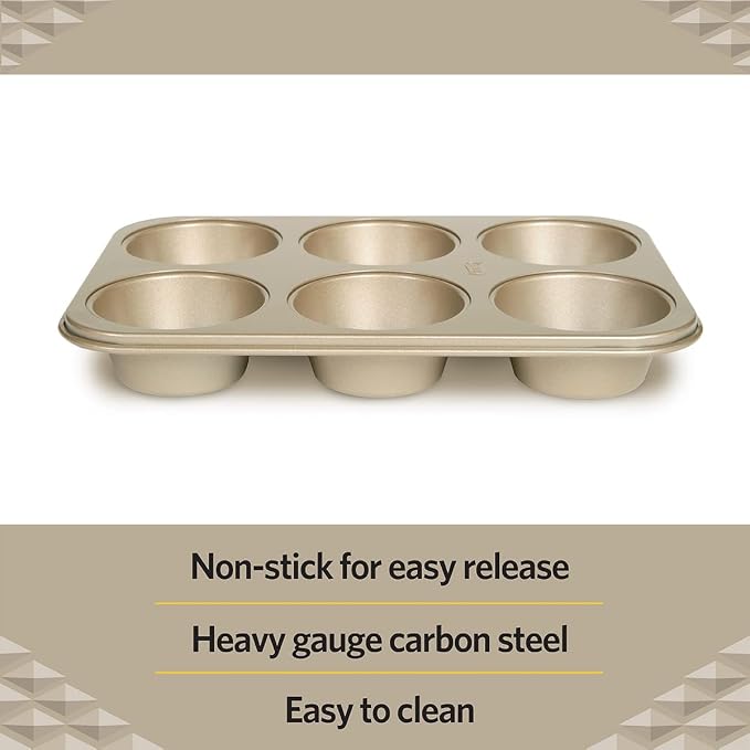 Glad Nonstick Jumbo Muffin Pan | Heavy Duty Metal | For Cupcakes | 6-Cup, Pack of 6