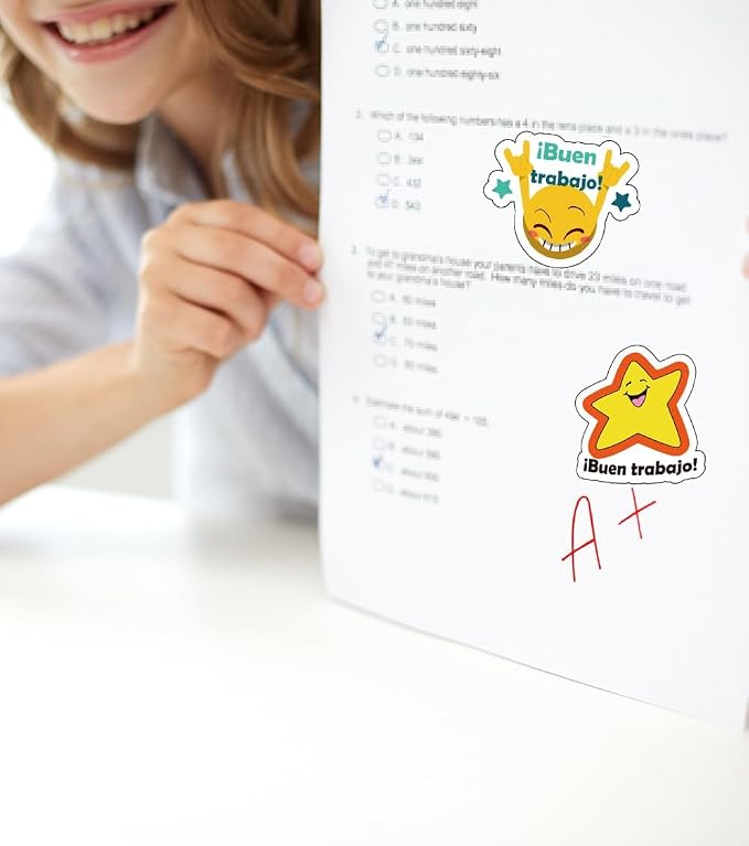Reward Stickers - Spanish Classroom Essentials with Buen Trabajo Labels for Student Motivation & Fun