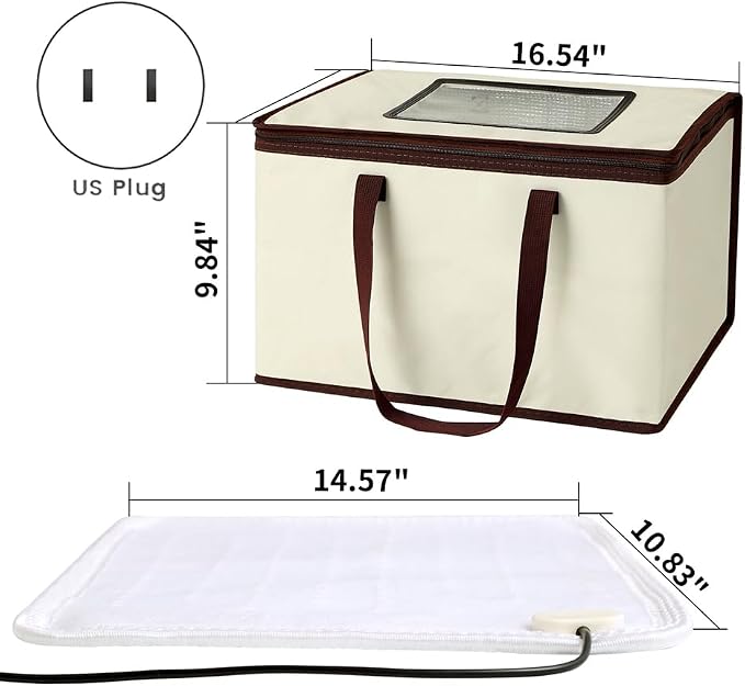 Bread Proofer Foldable Visible Dough Proofing Box,Temperature Control, Sourdough Warmer Bread Dough Proofer US Plug