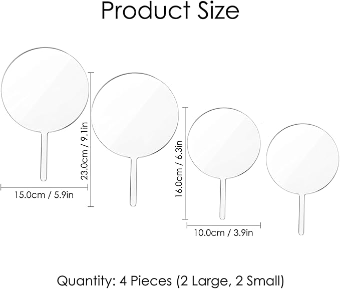 4Pcs Acrylic Cake Topper, 2Pcs 4 Inch and 2Pcs 6 Inch Custom Cake Toppers, Round Cake Decorations for Baking and Dessert Displays