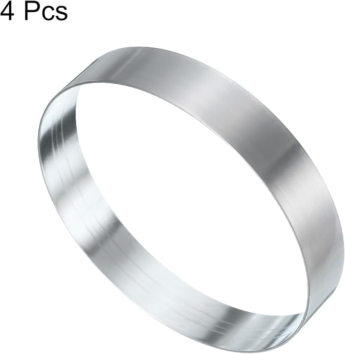 HARFINGTON 4Pcs Round Cake Ring 4.33 x 1 Inch Seamless Stainless Steel Pastry Mousse Dessert Ring Mirror Coating for Baking Cooking English Muffins Crumpet Making Tool