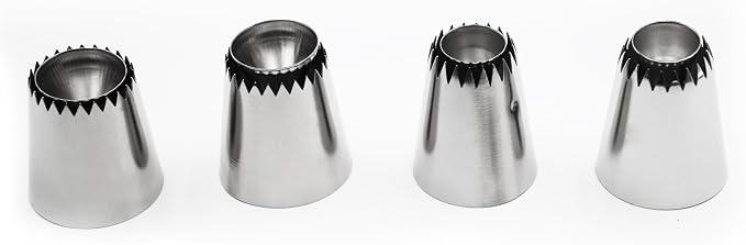 Large Piping Tips Set 4PCS Stainless Steel Russian Icing Nozzles for Cake Decorating, Cupcakes, Cookies, Frosting and Baking