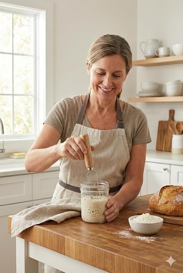 Sourdough Starter Stirring Hook and Danish Dough Whisk | Small Size to Fit in Jars | Improve the Mixing Standard Of Your Starter For Better Baking Results | New England Sourdough Starter Co.