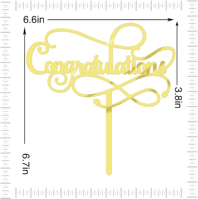 Congratulations Cake Topper,Congratulations 2026 Graduation Cake Topper,Graduation, Wedding, Retirement, Birthday, Anniversary, Celebration Party Decorations Supplies (Acrylic Gold)
