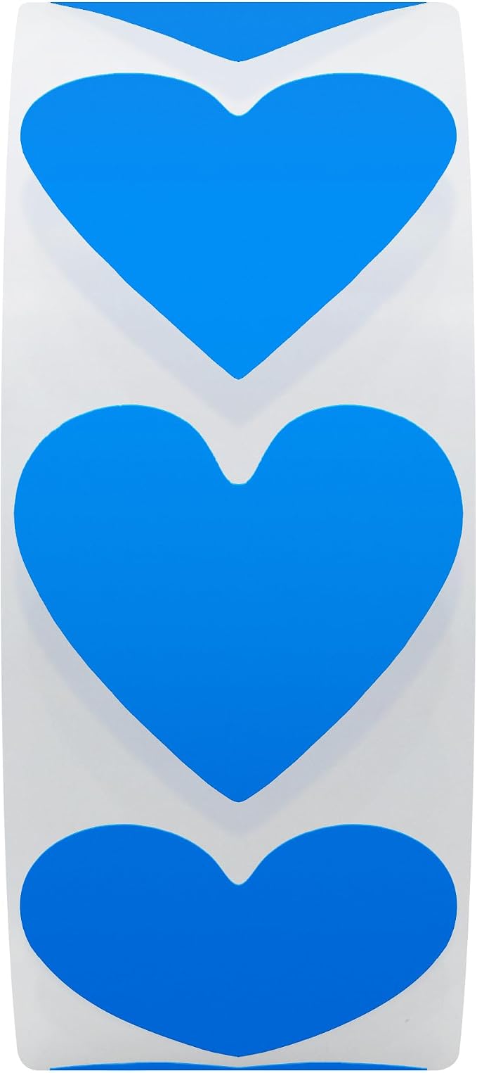 Hybsk 1000pcs Blue Heart Stickers 30mm Love Labels for Envelope Seals Crafting Scrapbooking (Blue)