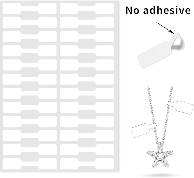 White Jewelry Price Labels,Any Pen Will not be Smeared,No Glue in the Middle Folding Part,Suitable for Jewelry handicrafts,etc. (600 PCS,1 Bag)