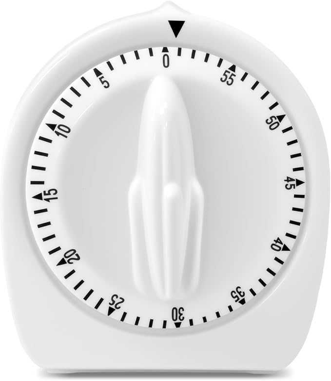 Kitchen Timers for Cooking,60 Minute Wind Up Timer,Visual Mechanical Timer,with Loud Alarm,No Batteries Required,Manual Countdown Timers for Classroom, Home, Study and Cooking (White)