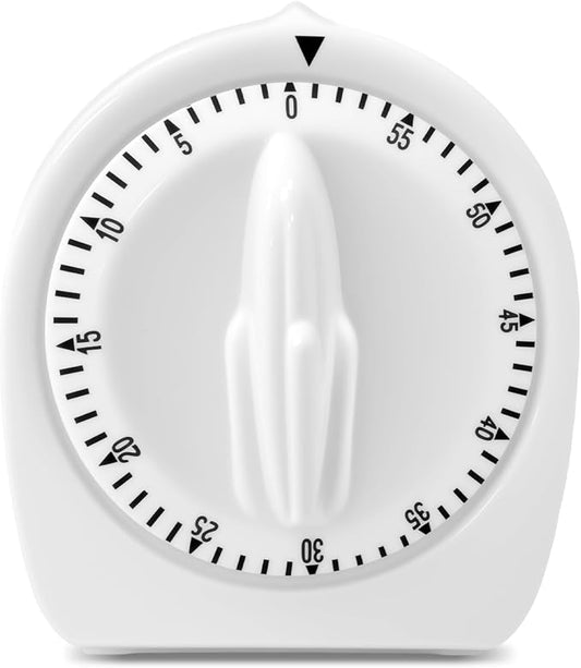 Kitchen Timers for Cooking,60 Minute Wind Up Timer,Visual Mechanical Timer,with Loud Alarm,No Batteries Required,Manual Countdown Timers for Classroom, Home, Study and Cooking (White)