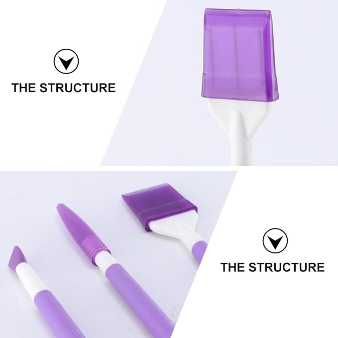 FRCOLOR 3pcs Cake Engraving Pen and Sugar Stir Needle Set, Purple Fondant Modeling Tools for DIY Cake and Cookie Decoration, Home Baking Sculpting Kit