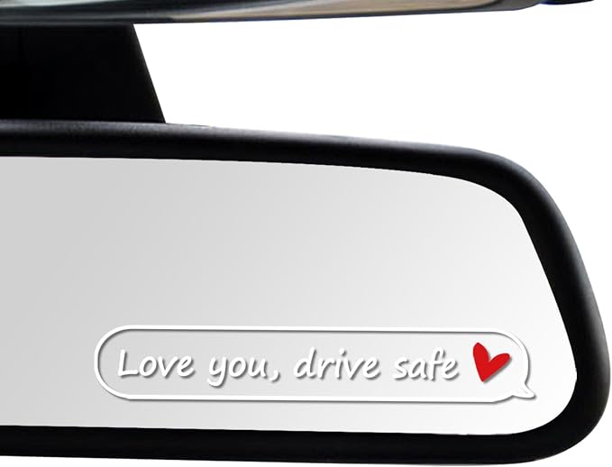 3 x Love You Drive Safe White Car Mirror Decal Stickers for Cars Rearview Mirror Decal for Women Cute Decals Vinyl Affirmation Stickers for Window, Tumbler, and Water Bottle