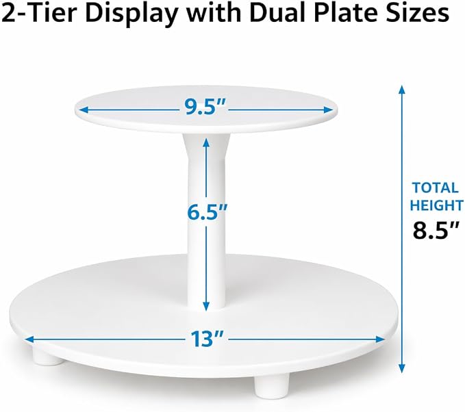 Oasis Supply 2-Tier Cake Stand – White Plastic Tiered Dessert Display Stand, Cupcake Stand for Cakes, Cupcakes, Weddings, Parties & Dessert Table Decorations