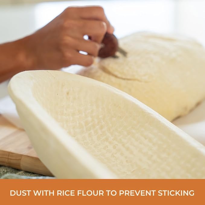 Bulka Large Oval 1kg Waffle Banneton Bread Proofing Basket Pressed Wood Pulp, Sourdough Proofing Basket – Non-Stick Brotform Sourdough Bread Baking Supplies, Made in Germany.