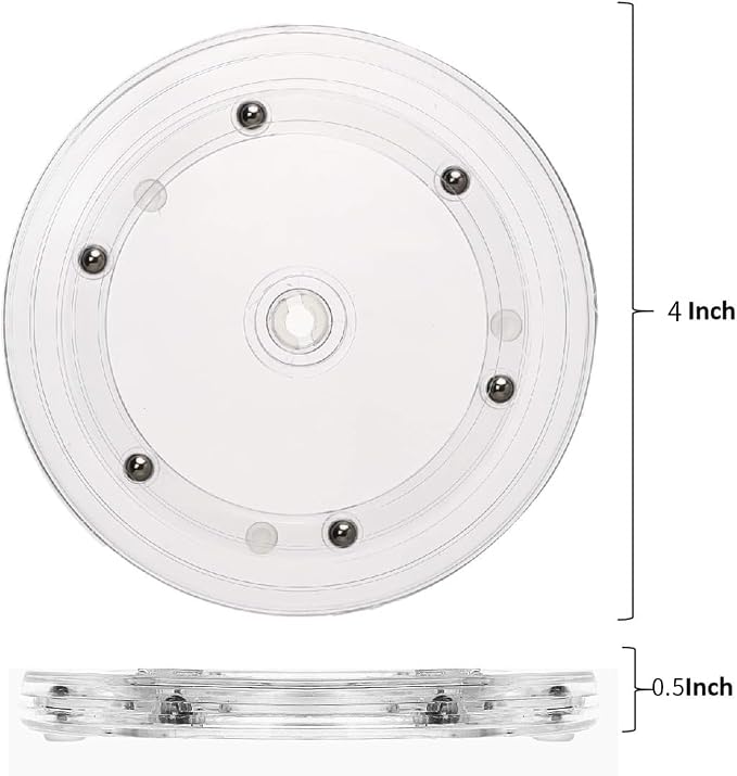 SANGLE SOPFFY 4-Inch Round Acrylic Cookie Turntable with Non-Slip Mat | Cake & Cupcake Decorating Rotary Stand (4Inch-2PC)