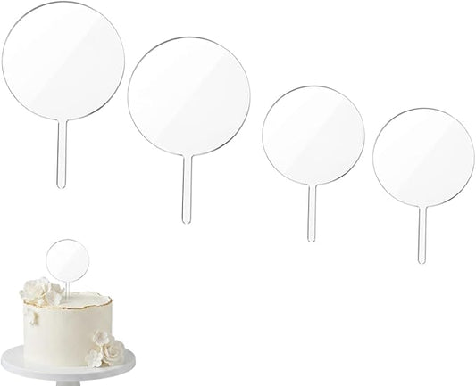 4Pcs Acrylic Cake Topper, 2Pcs 4 Inch and 2Pcs 6 Inch Custom Cake Toppers, Round Cake Decorations for Baking and Dessert Displays