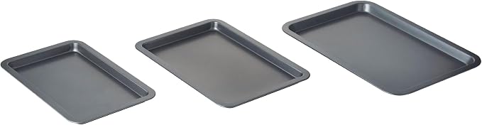 Nifty Cookie & Baking Sheets (Set of 3) – Non-Stick Coated Steel, Dishwasher Safe, Oven Safe up to 450 Degrees, includes Large/Med/Small Pans