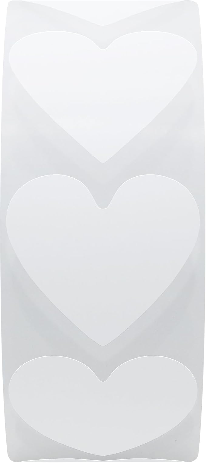 Hybsk 1000pcs Heart Stickers 30mm White Love Labels for Crafting Scrapbooking Envelope Seals (White)