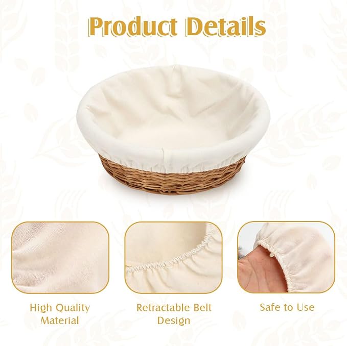 Bread Proofing Basket Cloth Liner 6 Pcs Natural Rattan Banneton Liner 10 Inch Oval Banneton Bread Proofing Cover Basket Cloth Liner Sourdough Bread Baking Supplies Cloth Bowl Covers for Bread Proofing