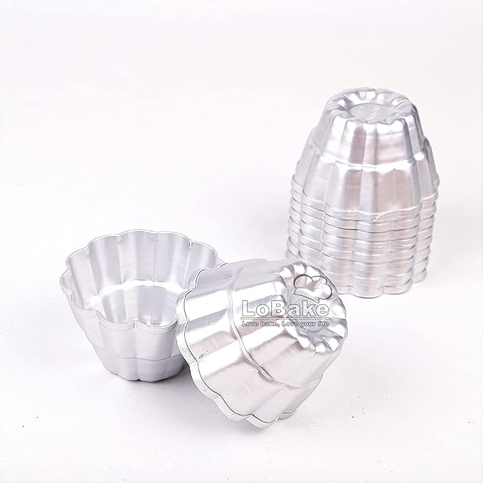 LoBake 10pcs per lot Various Design Fluted Edge Wavy Flower Cup Boat Round Shape Aluminium Tart Mould Jelly Pudding Cup Cupcake Mold Baking (C23)