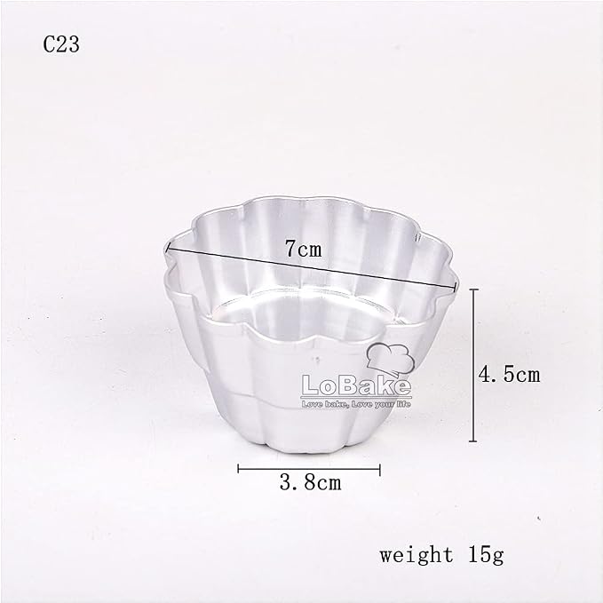 LoBake 10pcs per lot Various Design Fluted Edge Wavy Flower Cup Boat Round Shape Aluminium Tart Mould Jelly Pudding Cup Cupcake Mold Baking (C23)