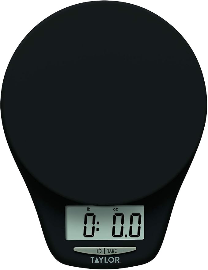 Taylor 4.4lb Precision Digital Kitchen Scale with Weighing Tray, 4.4 pound capacity, Black