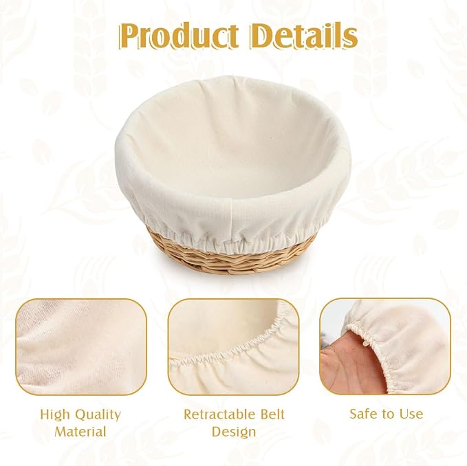 Bread Proofing Basket Cloth Liner 6Pcs 10 Inch Round Banneton Liner Natural Rattan Banneton Bread Proofing Cover Basket Cloth Liner Sourdough Bread Baking Supplies Cloth Bowl Covers for Bread Proofing