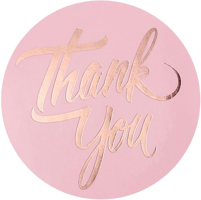Yoption 1.5" Round Thank You Stickers, 500pcs Pink Mailing Supplies Labels Per Roll, Pink