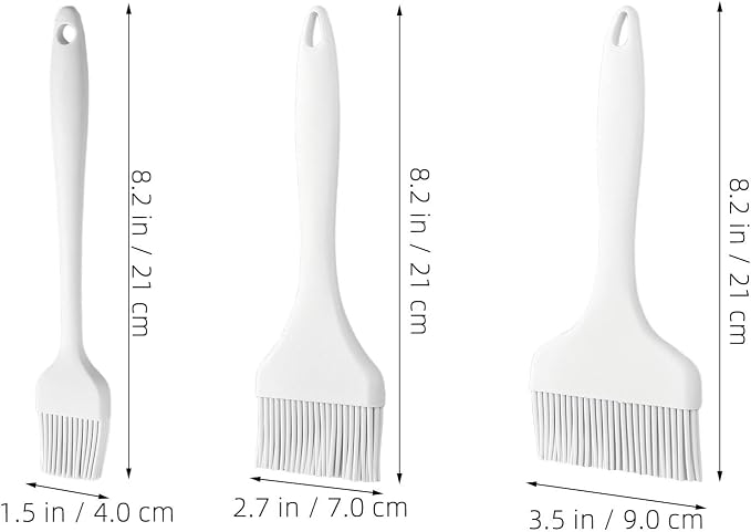 YARNOW 3Pcs Heat Resistant Basting Brushes: Silicone Oil Brush High Temp - 3.5/2.8/1.6" Meat Glazing Spreading, Dishwasher Safe Baking Grill Basting Pastry Applicator