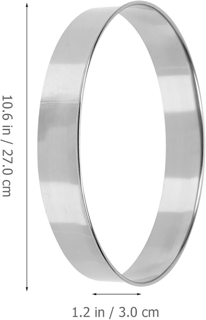 10 Inch Crumpet Rings, 10.6 x 1.2 in Cake & Pastry Rings, Stainless Steel Double Rolled Tart Nonstick Accessories for English Muffin, Dough Cutting, Egg Tart, Pizza, Pancake Baking Cooking