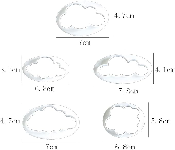 Cloud Cookie Cutters,Cloud Fondant Cutter Fluffy Cloud Plastic Cookie Cutter Cake Mold Sugar Craft Mold Cupcake Topper Decorating Tools(10 Pcs)