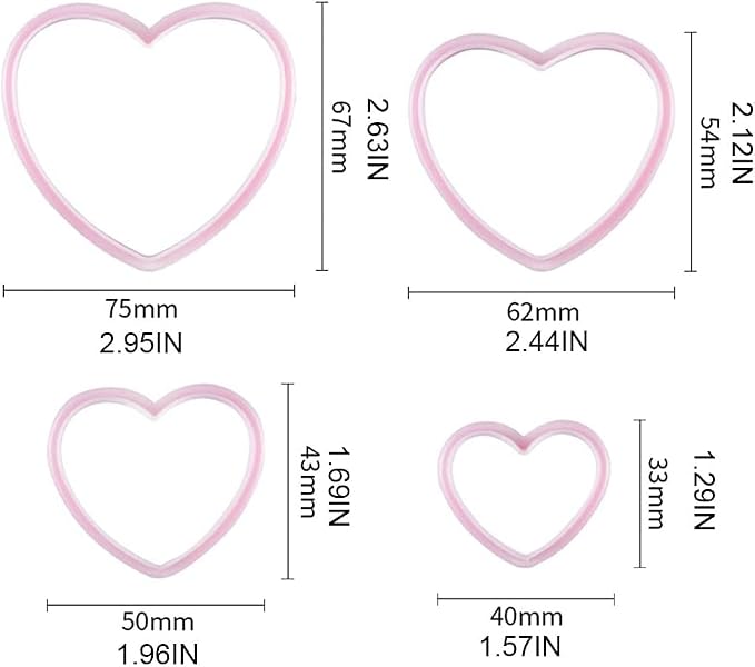 4 Pieces Heart Cookie Cutters Set Different Sizes Cookie Cutters Molds For Sandwiches Fondant Cakes Baking Gadgets Cookie Mold Dessert and Candy Sculpting Tools Decorating Tools