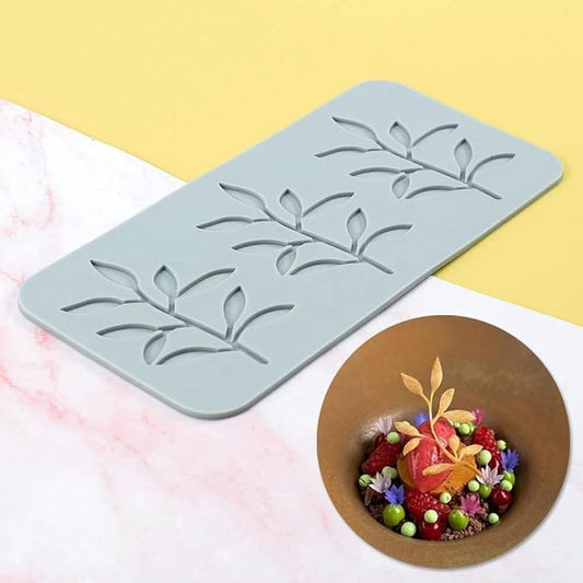 TUKE 3D Leaves Silicone Molds Flower Cake Fondant Mat Bee Leaf Pastry Moulds Rose Impression Chocolate Hollow Lace Mold (Leaf_8.2x3.8x0.12inch_I)