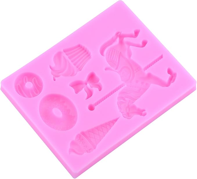 Carousel Horse Silicone Fondant Molds 3D Merry-Go-Round Chocolate Mold For Carousel Party Cake Decoration Cupcake Topper Candy Polymer Clay Chocolate Gum Paste Set Of 3