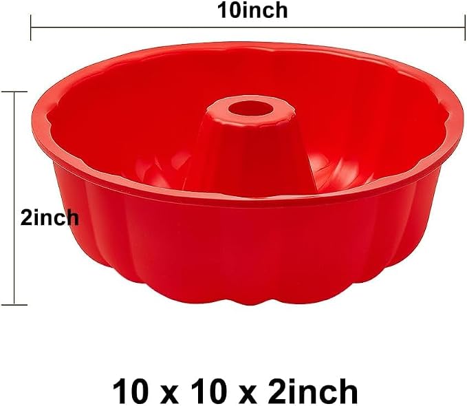 SOV silicone cake pan, silicone Cake Molds, Bakeware Non Stick 10 inch Pan for Jello,Gelatin,cake, Silicone Baking Molds for Cakes, Round Baking Pan (2 packs)