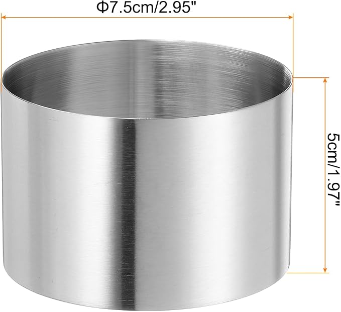 HARFINGTON 4PCS Round Cake Ring 2.95 x 2 Inch Seamless Stainless Steel Pastry Mousse Dessert Ring Mirror Coating for Baking Cooking Making Tool