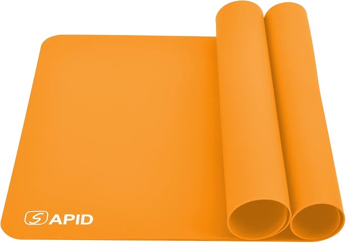 Sapid 2Pcs Thick Silicone Mat for Crafts, Nonstick Silicon Sheet for Epoxy Resin, Jewelry Mold Casting, Art Painting Mats, Food Grade Pastry Mat, Heat- Resistance Placemats (15.7"×11.8", Orange)