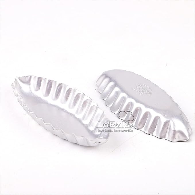 LoBake 10pcs per lot Various Design Fluted Edge Wavy Flower Cup Boat Round Shape Aluminium Tart Mould Jelly Pudding Cup Cupcake Mold Baking (C15)