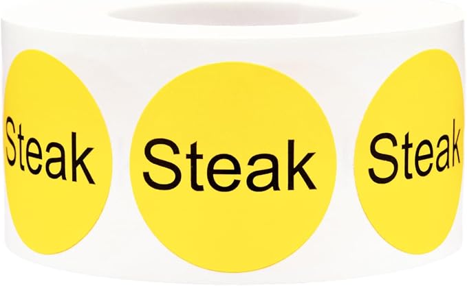 Yellow with Black Steak Circle Dot Adhesive Stickers, 1 Inch Round Labels, 500 Total Stickers