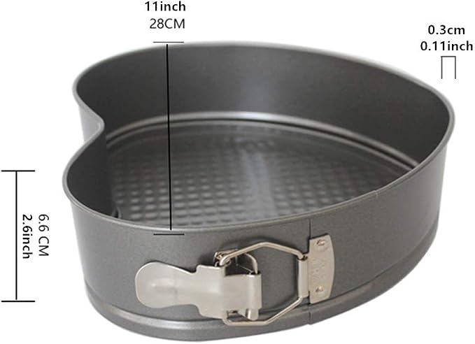 Nonstick Springform Pan with Removable Bottom 3 Pieces Cake Molds of Heart Leakproof Cheesecakes Pan Bakeware Set (3pcs Heart, 24cm, 26cm, 28cm)