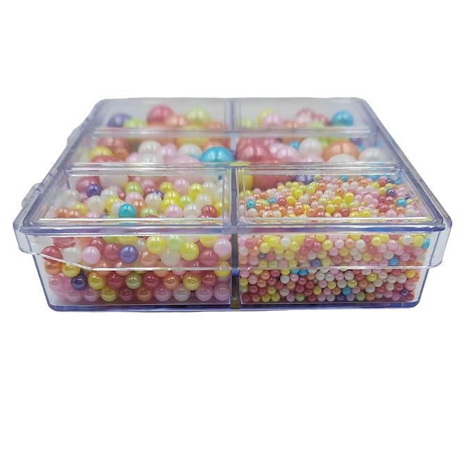 Rainbow Pearl Sprinkles for Cake Decorating, 4 Sizes Mix Size Sugar Pearls for Cupcake Topper, Ice Cream, Donuts, Baking Decoratings (2mm, 4mm, 7mm, 10mm)