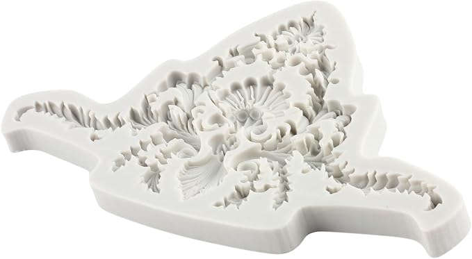 Baroque Style Curlicues Scroll Lace Fondant Silicone Molds Relief Flower Mold Filigree Mold 3D Sculpted Flower For Sugar Cake Decorating Cupcake Topper Chocolate Gum Paste Candy Polymer Clay