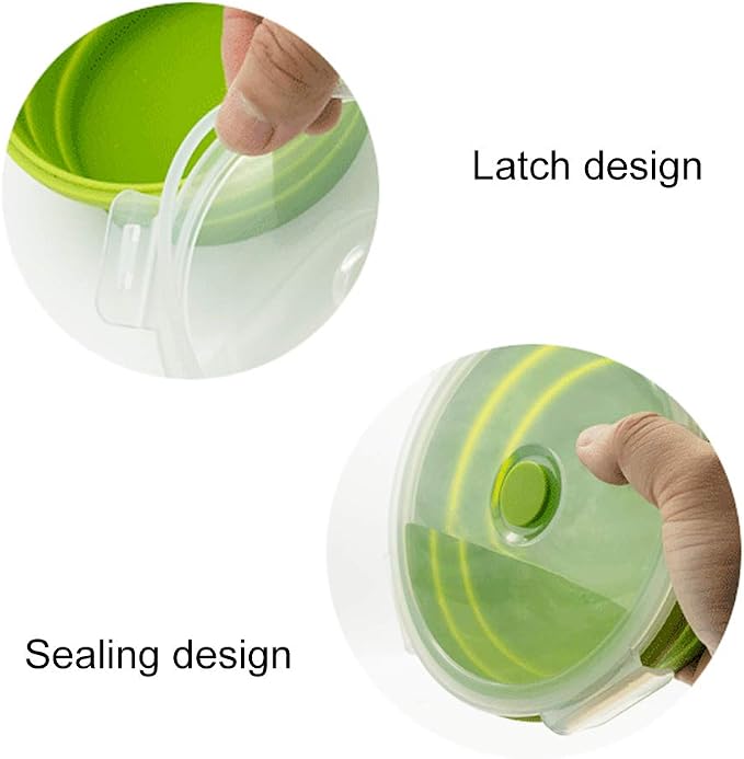 URBEST Collapsible Bowls, Silicone Food Storage Containers with Lids for Camping, Set of 4 Round Silicone Lunch Containers, Microwave and Freezer Safe (greener， 4)