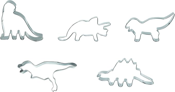Dinosaur Cookie Cutters Set,5 PCS Set Dinosaur Shaped Stainless Steel Molds for Cookies,Biscuit,Vegetable,Fruit,Baking Pastries Doughs