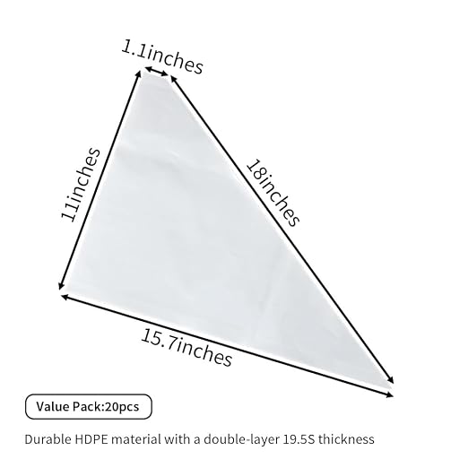 20 Pcs Thickened Disposable Plastic Grout Bags for Tuck Pointing Masonry Mortar and Grouting Squeeze Piping Bag for Shower Tile Cement Brick Ceramic Caulk (11x15.8 Inch)