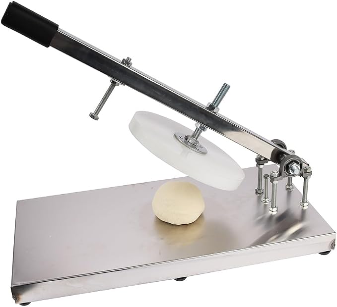 7.9Inch Pizza Dough Press Machine Stainless Steel Household Pizza Press with Plate Portable Commercial Dough Chapati Sheet Pizza Kitchen Dough Maker Tool