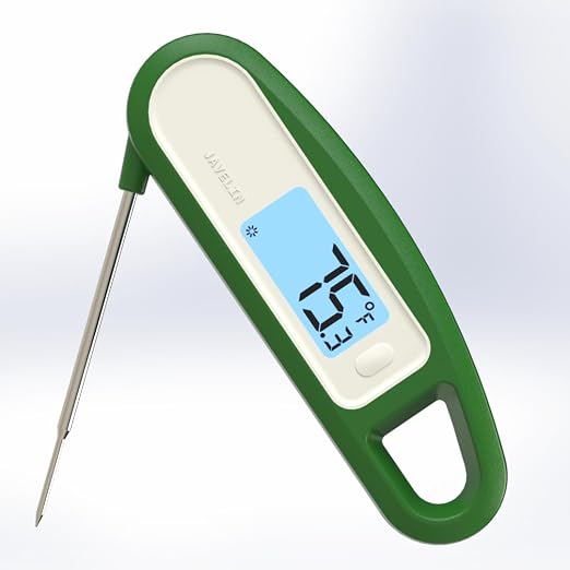 Lavatools PT12B Javelin 2 Ultra Fast Digital Instant Read Meat Thermometer for Grill and Cooking, 3" Probe, Compact Foldable Design, 1.5" Backlight Display, Water Resistant-Spinach